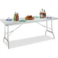 Produktbild: Gartentisch klappbar bastian, groß, Tragegriff, stabiler Campingtisch, h x b x t: 72 x 178 x 74 cm, weiß - Relaxdays