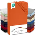 Produktbild: Julido Spannbettlaken 100x200 cm (Orange) - Jersey Betttuch aus 100% Baumwolle, Oeko-Tex Standard 100, hautfreundlich, atmungsaktiv & für Allergiker geeignet, Matratzenhöhe bis 30 cm