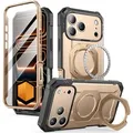 Produktbild: Handyhülle + Glas 9H für iPhone 17 Pro, Supcase UB Grip Pro Mag SPG (CC) mit MagSafe, Grau-Golden