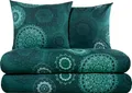 Produktbild: Erwin Müller Bettwäsche, Bettgarnitur Sparpaket 4-TLG. Flanell - Mandala - mollig warm, temperaturregulierend, mit praktischem Reißverschluss - Petrol Größe 80x80 cm / 135x220 cm