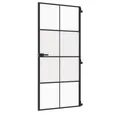 Produktbild: vidaXL Haustür Innentür Schlank Schwarz 93x201,5 cm Hartglas & Aluminium (1-St)