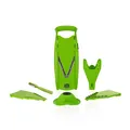Produktbild: Börner V5 PowerLine Plus Set Gemüsehobel, Obst- & Gemüseschneider mit Fruchthalter, Scheibeneinschub, Sparschäler, 10 Schnittarten, 6 tlg. Set, Grün