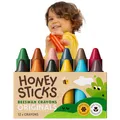 Produktbild: Honeysticks Wachsmalstifte (12er-Pack) - Ungiftige Babymalstifte aus Natürlichem Bienenwachs, Wachsmalstifte Ab 1 Jahr, Leicht zu Greifende Buntstifte Baby, Umweltschonend und Kleinkindfreundlich
