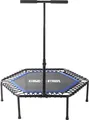 Produktbild: GORILLA SPORTS® Fitness Trampolin - 6-Fach Höhenverstellbarer Haltegriff, Leise Gummiseilfederung, 77cm Sprungfläche, bis 100kg Belastbar, Blau - Fitness-Trampolin, Jumping Fitness, Indoor/Outdoor