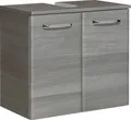 Produktbild: Saphir Waschbeckenunterschrank Quickset Unterbeckenschrank mit 2 Türen, Siphonausschnitt, 60 cm breit Waschbeckenschrank inkl. Türdämpfer, Griffe in Chrom Glanz