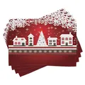 Produktbild: ABAKUHAUS Weihnachten Platzmatten, Winter-Thema-Baum, Waschbare Stoff Esszimmer Küche Tischdekorations Digitaldruck, Grün und Rot