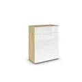Produktbild: Rauch Möbel Flipp, Kommode, Farbe Glas Weiß/Eiche Artisan, Breite 80 cm
