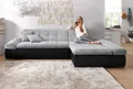 Produktbild: DOMO collection Ecksofa MORIC 300x172 cm, XXL-Sofa mit viel Platz, L-Form, auch in Cord, wahlweise mit Bettfunktion und Armteilverstellung, schwarz-silber
