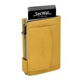 Produktbild: SecWal Kartenetui mit Münzfach Druckknopf inkl. Geschenkbox - Made in Germany - Echtleder Mini Geldbörse inkl. E-Book für Damen und Herren - RFID Schutz Geldbeutel klein (Gelb)
