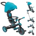 Produktbild: GLOBBER Explorer Trike 4in1 Pro in Türkis – Dreirad, Laufrad und Kinderwagen in 10/8,5 Zoll – TPR-Sitz – höhenverstellbares Kinderfahrzeug