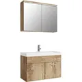 Produktbild: Badplaats - Badezimmer Badmöbel-set Paso 02 80cm Waschbecken Eiche Kastanie