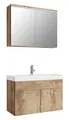 Produktbild: Badplaats Badmöbel Komplettset Paso 02 80 x 40 cm Kastanien Eiche - Badezimmermöbel mit Waschbecken und Spiegelschrank