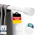 Produktbild: LOBUX® - Gardinenstange ohne bohren [weiß, 110-250cm] – Teleskopstange Vorhang ausziehbar – Duschstange ohne bohren – Vorhangstange, Duschvorhangstange, Kleiderstange, Klemmstange Katzennetz
