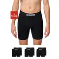 Produktbild: SNOCKS Boxershorts Enge Unterhosen mit längerem Bein Herren Männer (6-St) aus Bio-Baumwolle, ohne kratzenden Zettel, bequem durch längeres Bein schwarz XL