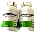 Produktbild: (204,46€/kg)BioTech USA Ashwagandha 2x60 Tabletten je Dose (2x56gGesamt)