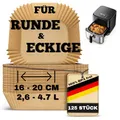Produktbild: Smart-Planet Backpapier Airfryer 16 × 16 cm 125 Stück Für runde & eckige Körbe 16–20 cm (2–4,5 L) Ungebleicht BPA-frei fettfrei antihaft bis 230 °C Für Cosori Ninja Philips Tefal