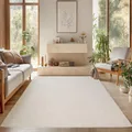 Produktbild: SIMPEX Teppich Läufer 60x110 cm Creme Einfarbig Bouclé Schlingenflor Skandi Stil Superweich Pflegeleicht Moderner Flurteppich für Eingangsbereich Schlafzimmer Küche