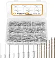 Produktbild: VIGRUE 480 Stück Blindnieten Alu Stahl Set 2,4–4,8mm inkl. 8 HSS Bohrer