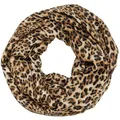 Produktbild: Caspar Leichter Damen Loop Schal samtweicher Viskose Halstuch mit exotischem Leo Muster Animal Print - SC546, Farbe:cognac, Größe:One Size