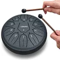 Produktbild: LEKATO Zungentrommel 6 Zoll, Tongue Drum mit 11 Tönen, D-Dur, Legierter Stahl, mit Stoffbeutel, Steel Pan Schlaginstrument für Anfänger, Handpan Drum für Klangheilung Meditation Yoga, Navy Blau