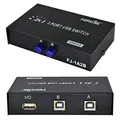 Produktbild: I43C USB 2.0 Switch 2-Port KVM Umschalter – 2 In 1 Out USB Sharing Switch für Drucker, Scanner, USB-Stick, Tastatur und Maus mit Schaltknopf