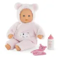 Produktbild: Corolle Mon Premier Poupon Calin Teddybär, Weichkörperpuppe mit Schlafaugen, Teddy-Onesie abnehmbar, Flasche und Schnuffeltuch, Vanilleduft, 30cm, ab 18 Monate