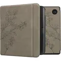Produktbild: kwmobile Hülle kompatibel mit Kobo Kobo Libra Colour / Tolino Vision Color Hülle - Kunstleder Cover - Magnolien Grau - Grau