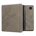 Produktbild: kwmobile Hülle kompatibel mit Kobo Kobo Libra Colour/Tolino Vision Color Hülle - Kunstleder Cover - Magnolien Grau