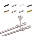 Produktbild: MDEKOR Gardinenstange 120 cm 2-läufig | Vorhangstange für die Deckenmontage Silber aus Metall | Gardinenstangenset Ø 19mm