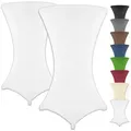 Produktbild: Gräfenstayn Stehtischhusse 2er Set Stretchbezug Stehtisch Hussen, Elegante Stehtischhusse für Bistrotische weiß 80 cm x 120 cm