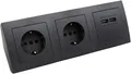 Produktbild: Steckdosenblock McPower Flair anthrazit, 2-fach Schutzkontakt + 2x USB