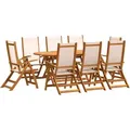 Produktbild: vidaXL 9-tlg. Garten-Essgruppe Massivholz Akazie und Textilene - Braun