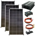 Produktbild: solartronics Komplettset 3x130 Watt Poly Solarmodul NM 1500 W Spannungswandler 30A Laderegler blau Photovoltaik Inselanlage