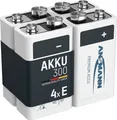 Produktbild: ANSMANN Akku 9V 300mAh E-Block NiMH 1,2V – 1000x wiederaufladbar (4 Stück)
