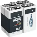 Produktbild: Akku 9V 300mAh E-Block NiMH 1,2V – 1000x wiederaufladbar (4 Stück) - Ansmann
