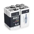 Produktbild: ANSMANN Akku 9V Block Typ 300mAh NiMH 4 Stück mit geringer Selbstentladung - Wiederaufladbare Batterien maxE mit hoher Kapazität - 9 Volt Batterie für Messgerät Multimeter Spielzeug Fernbedienung