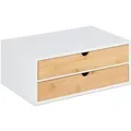 Produktbild: Relaxdays Schubladenbox Bambus MDF Weiß Natur 2 Fächer 14 cm x 33 cm x 21 cm 2,2 kg