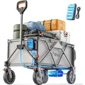 Produktbild: Elektrokarre Bollerwagen,bollerwagen Faltbar, Mit 20cm Geländereifen, 200l Fassungsvermögen, 60kg Traglast, 2 Bremsen, Geeignet Für Camping, Garten, Strand, Einkauf Litheli