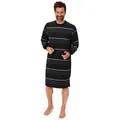 Produktbild: Normann Pyjama Edel aussehendes Herren Frottee Nachthemd langarm mit Bündchen schwarz 60-62