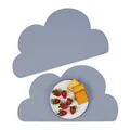 Produktbild: Relaxdays Platzdeckchen Kinder, 2er Set, Wolke, rutschfest, abwaschbar, Tischset Baby, B x T: 47,5 x 26,5 cm, dunkelgrau