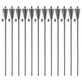 Produktbild: 12x Metall Gartenfackeln Tiki Paraffinöl Feuer Laterne Kegel Silber