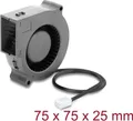 Produktbild: Delock Radiallüfter / Lüftergebläse 12 V DC 75 x 75 x 25 mm mit 3-Pin Lüfteranschluss, schwarz (67494)