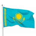 Produktbild: PHENO FLAGS Kasachstan Flagge 90x150cm - wetterbeständige Fahne mit Messingösen, 100% Polyester, robuste Doppelnaht & in lebendigen Farben - ideal für Flaggen-Liebhaber