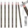 Produktbild: Waterproof Eyebrows Pencil Tattoo Makeup And Microblading Supplies Kit-Permanent Eye Brow Liners In 5 Colors Waterproof Eyebrow Pencils Peel - Brow Pencil Set For Marking (6 Dark Brown)