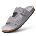 Produktbild: Giesswein Merino Slides Men - Pantolette mit ergonomischem Korkfußbett - Komfort Sandale mit stufenlos verstellbaren Riemen aus Ajour-Strickstoff - Slipper mit angenehmer Merino Decksohle