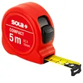 Produktbild: SOLA COMPACT - Bandmaß 5m / 19mm - Taschenbandmaß mit Gürtelclip - Stahlband, gelb lackiert mit mm Skala - Genauigkeitsklasse II - Rollmeter mit beweglichem Endhaken - Metermaß Länge - 3m, 5m, 8m