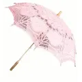 Produktbild: Handgemachte Brautschirme mit Spitze für Hochzeitfeier mit robustem Holzgriff Pink