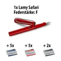 Produktbild: LAMY safari 016 Füllhalter in Rot mit F-Feder + 12x Nachfüllpack T10
