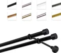 Produktbild: Gardinenstange Vorhangstange 19 mm mit Endkappen, einfache Montage,  Wand, 2-läufig, Schwarz Matt, 420 cm
