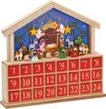 Produktbild: BRUBAKER Adventskalender Krippe Holz Blau Rot 34,5 x 32 x 6 cm